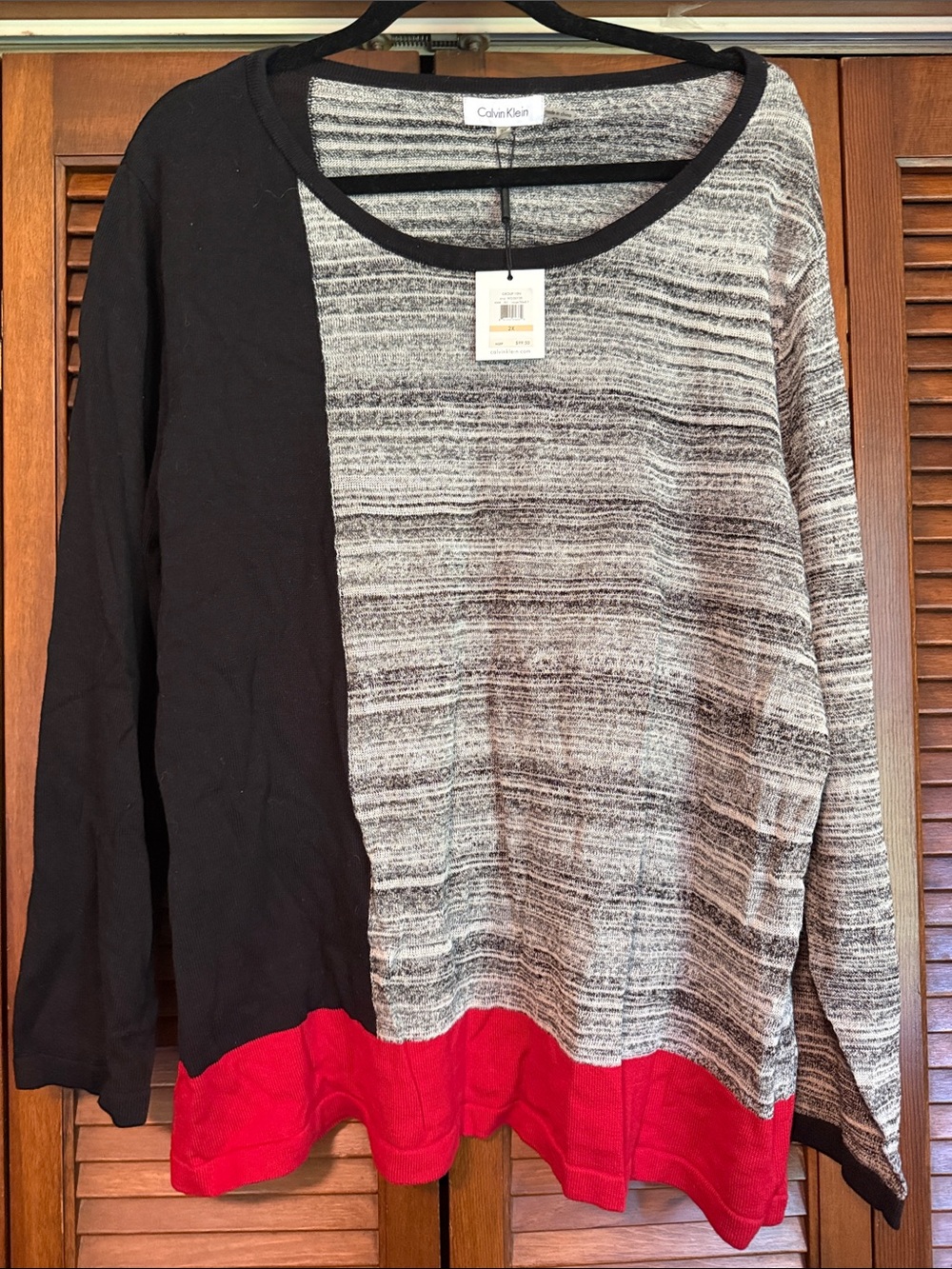 Calvin Klein Black, Gray & Red Colorblock Sweater
